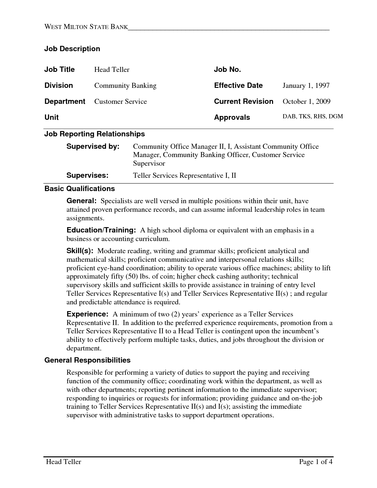 Resume Examples For A Bank Teller Position Sample Resume For Bank