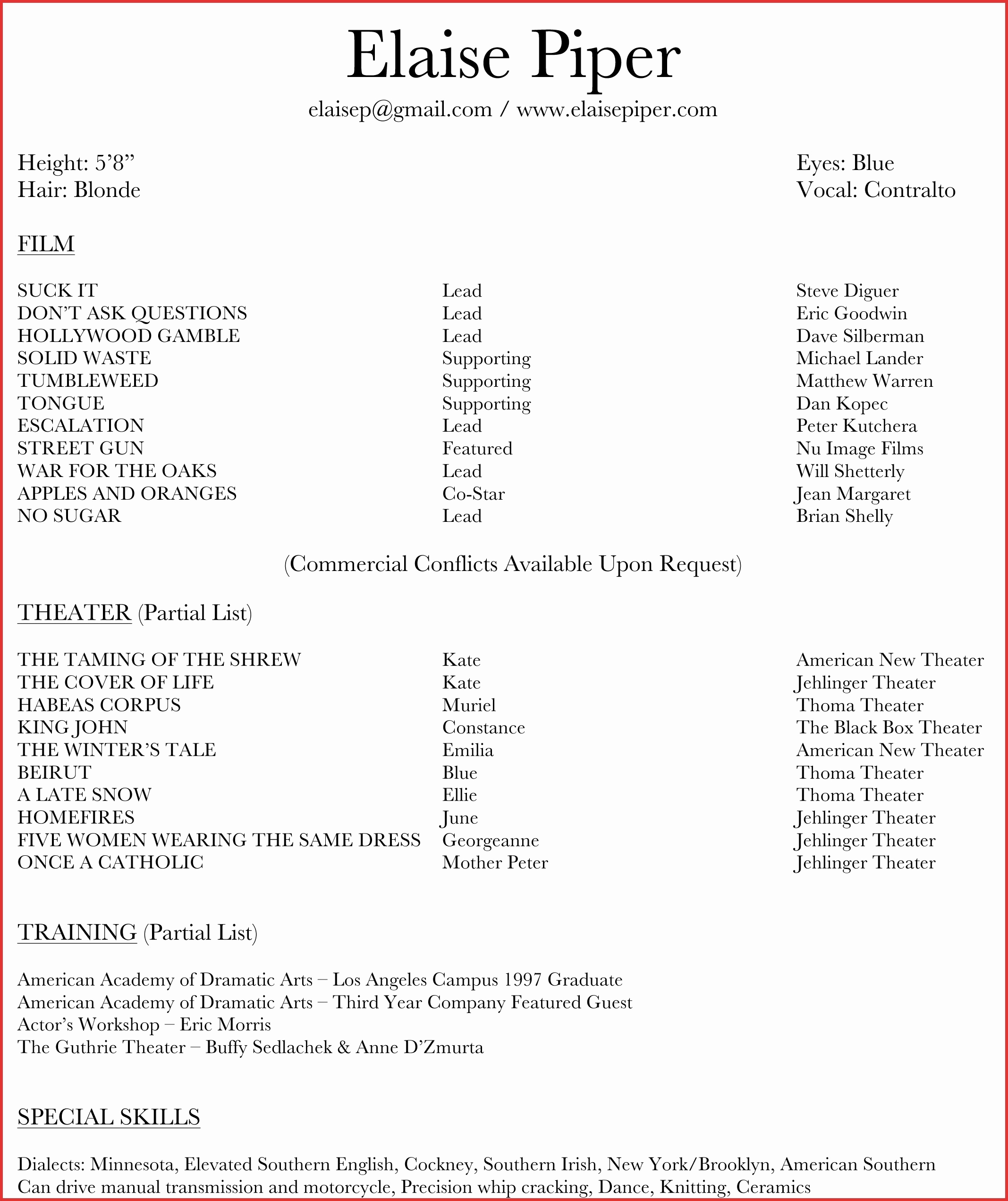 Actor Resume Template Inspirational 100 Acting Resume Template