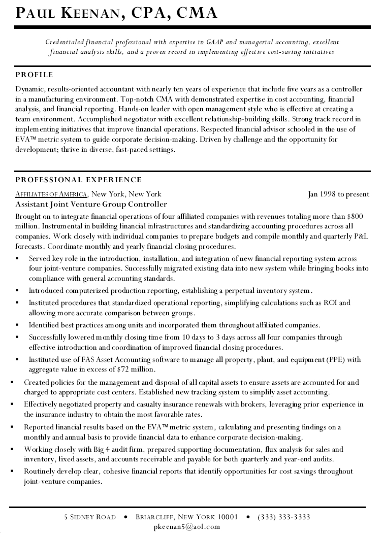 Assistant Controller Resume Assistant Controller Resume Sample