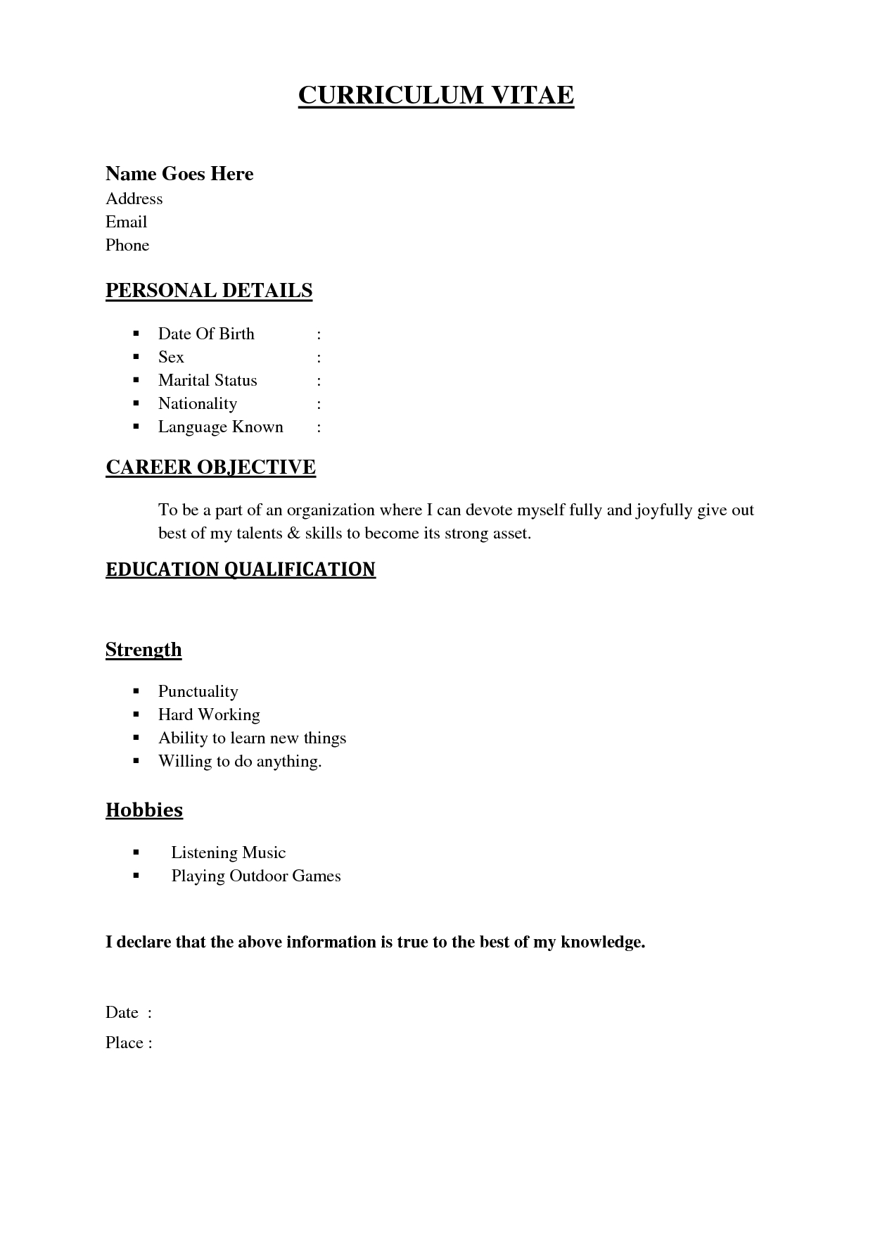 Simple Basic Resume Insssrenterprisesco