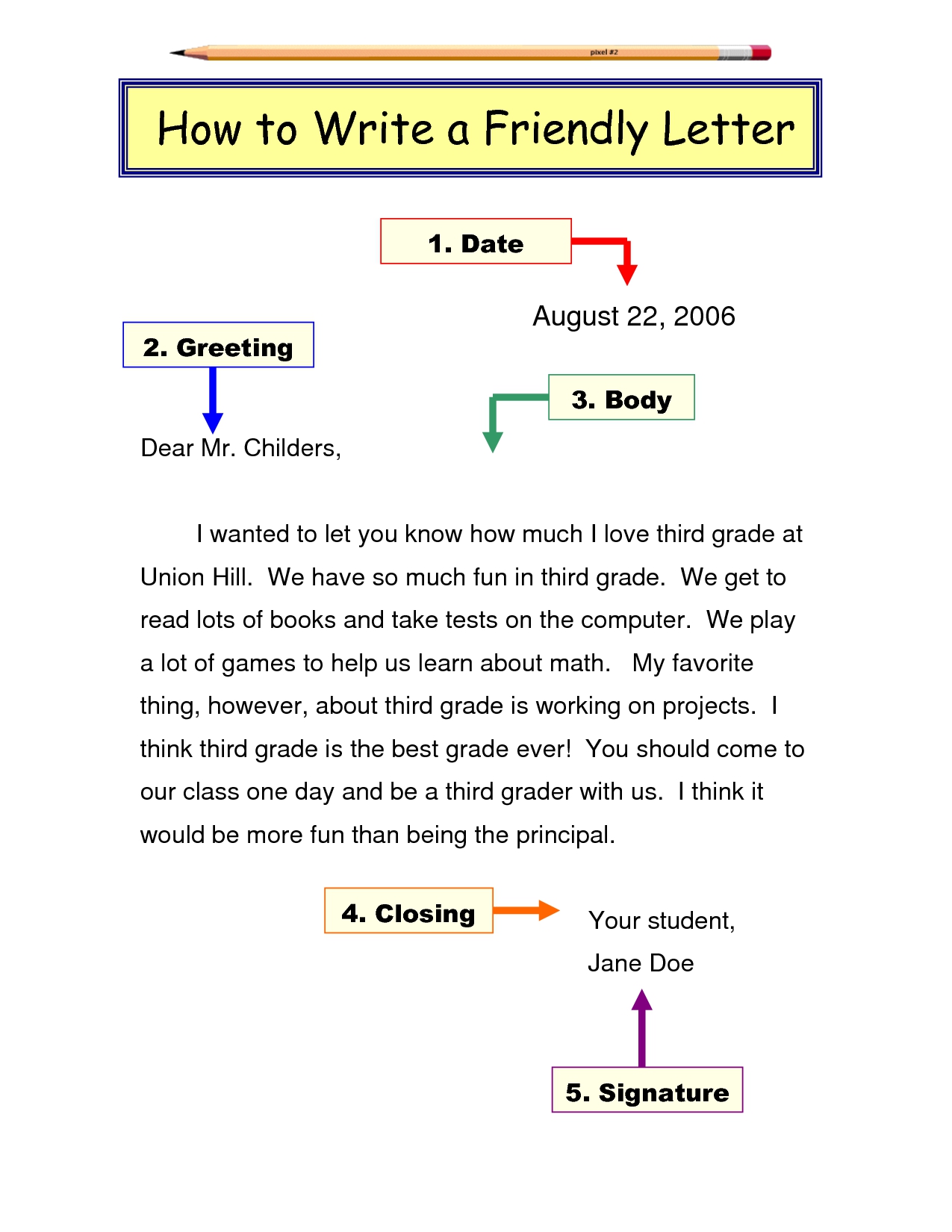 How To Write A Friendly Letter Doc Education Pinterest