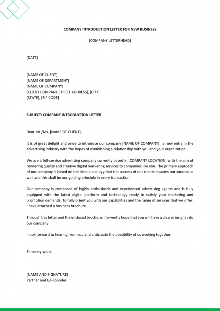 New Business Introductory Letter