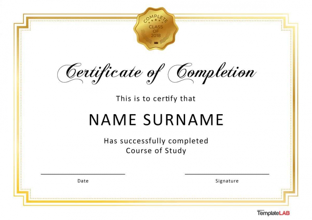 Blank Certificate Of Completion Template