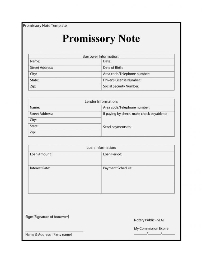 Promissory Note Template Microsoft Word