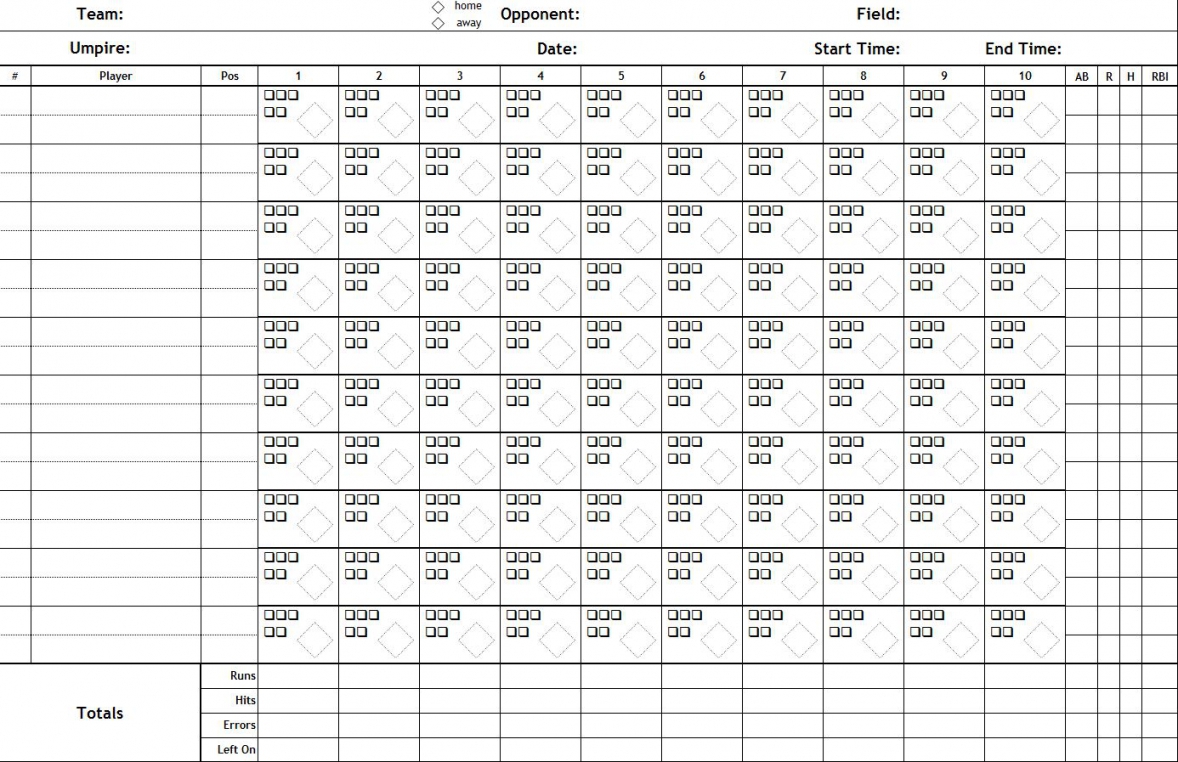 Baseball Scoresheet Printable