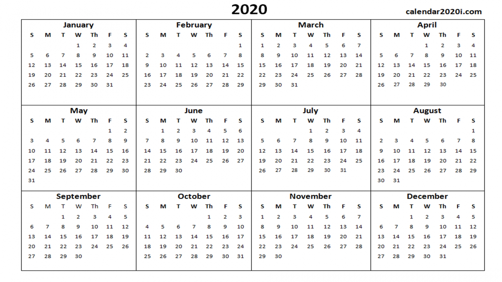 Word Printable Calendar
