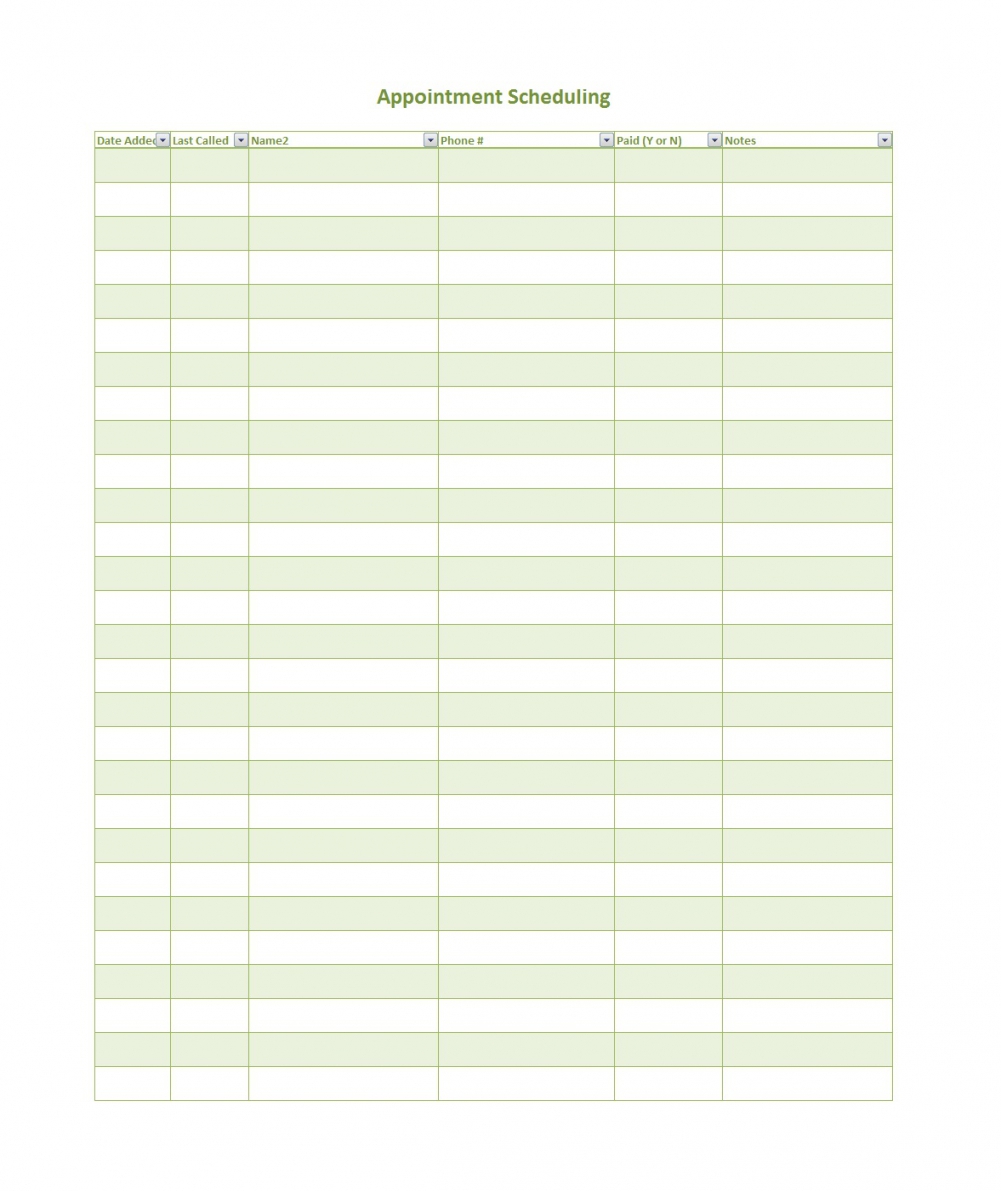 Blank Appointment Calendar