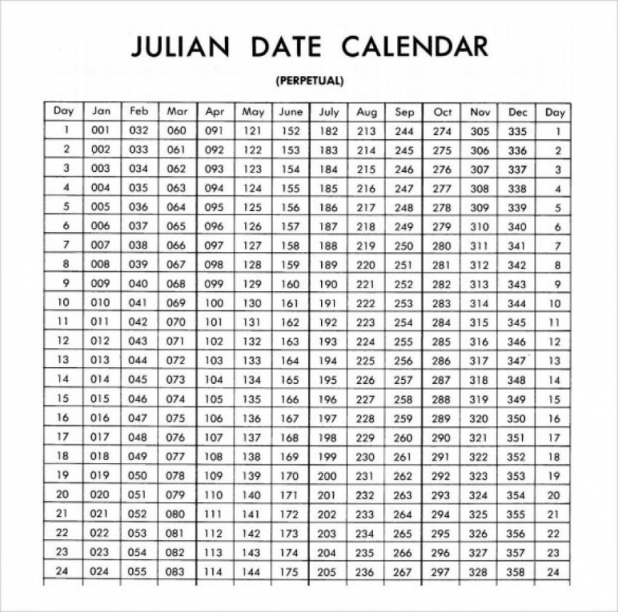 2020 Julian Calendar Printable