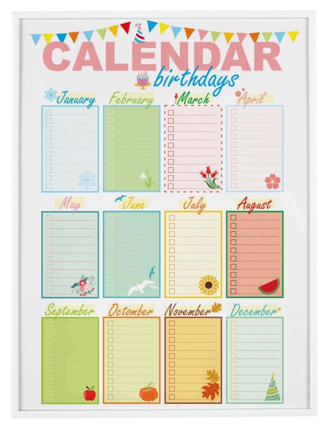 Birthday Calendar, Perpetual Calendar, Birthday Board, Family Calendar,  Birthday Planner, Printable Planner, Family Organiser