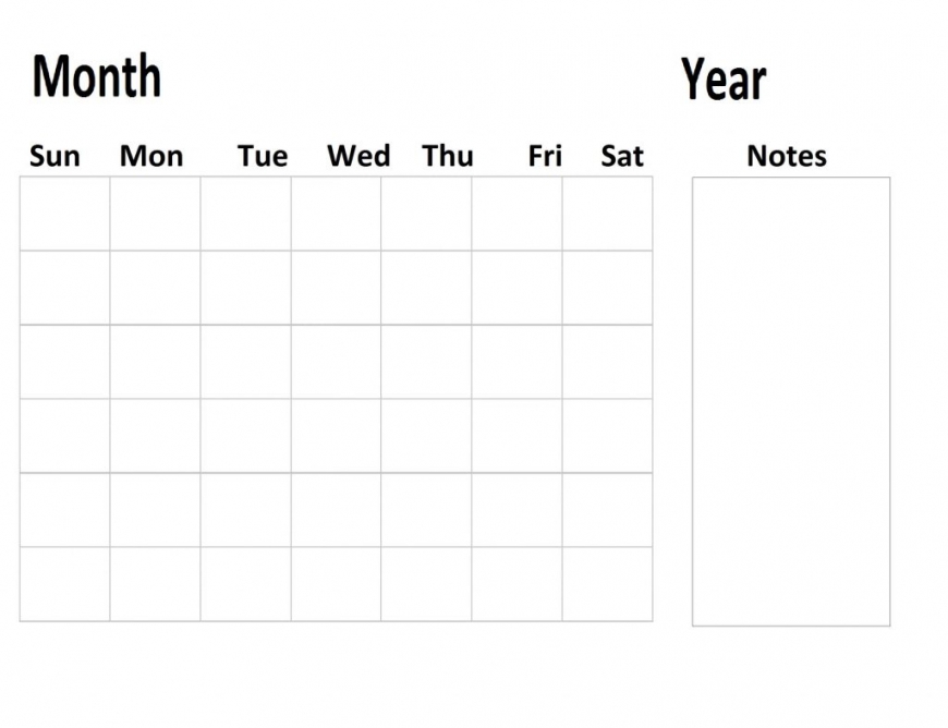 Blank Calendar With Notes