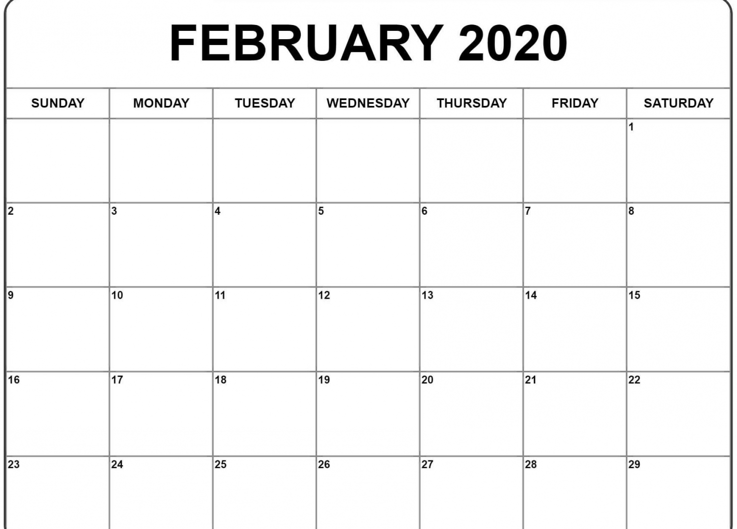 2020 Monthly Calendar Printable Word