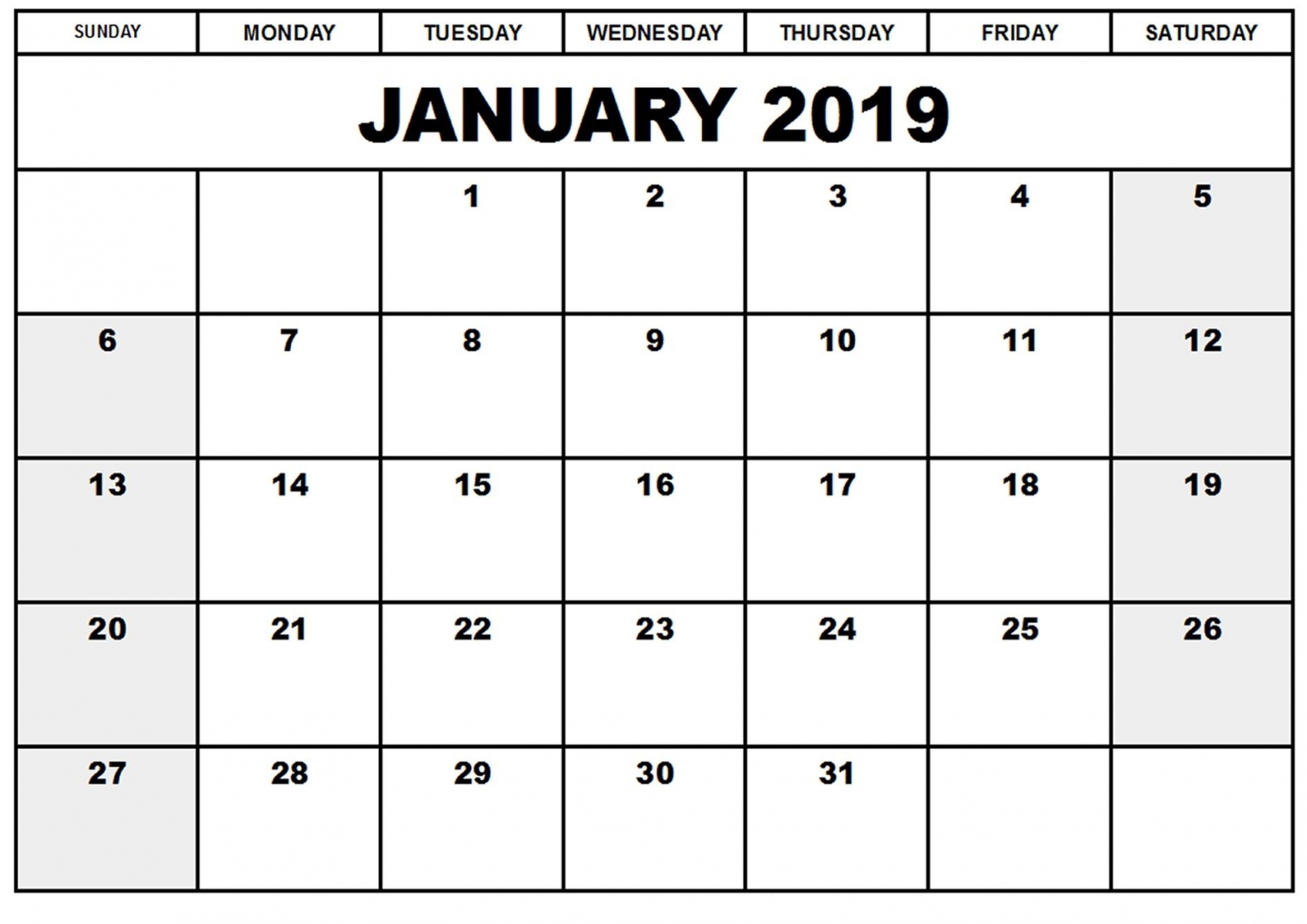 Word Printable Calendar