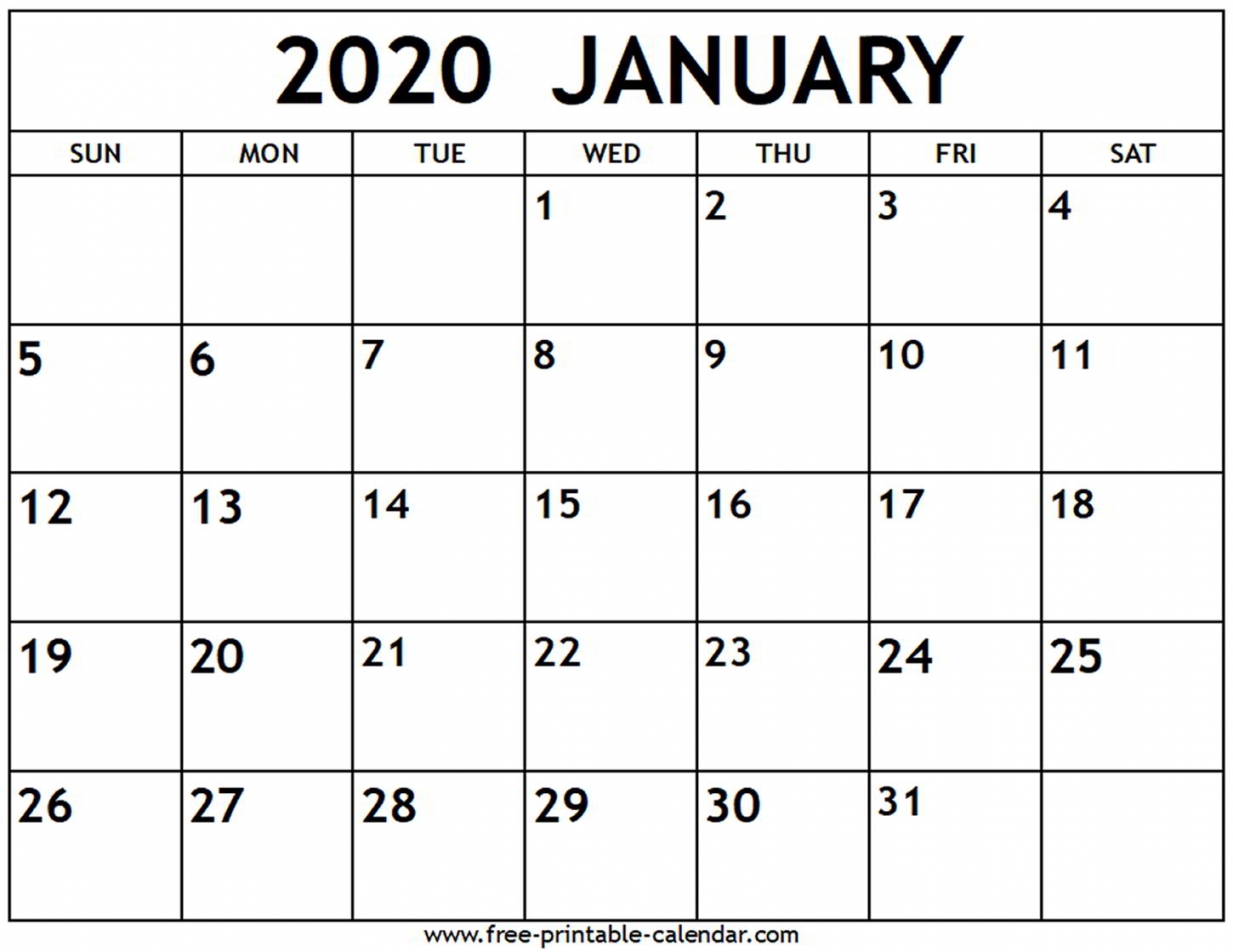 Printed Calendar 2020