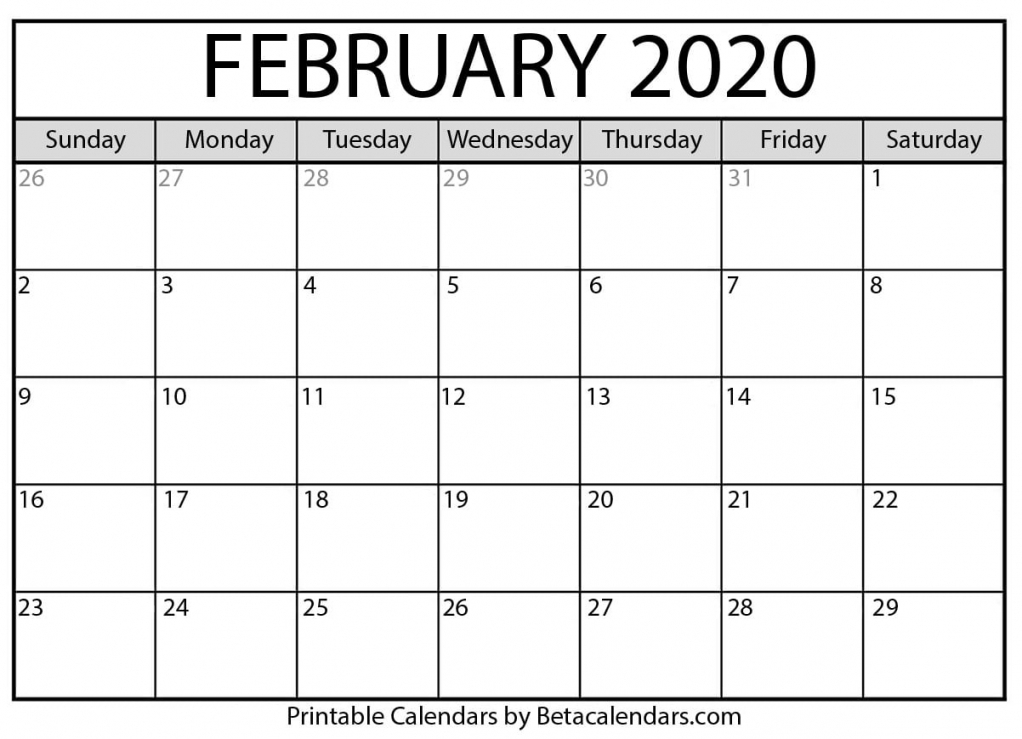 2020 Monthly Calendar Printable