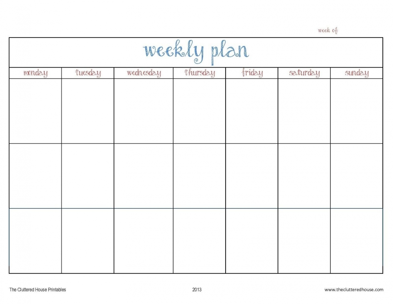 Free Weekly Printable Calendar