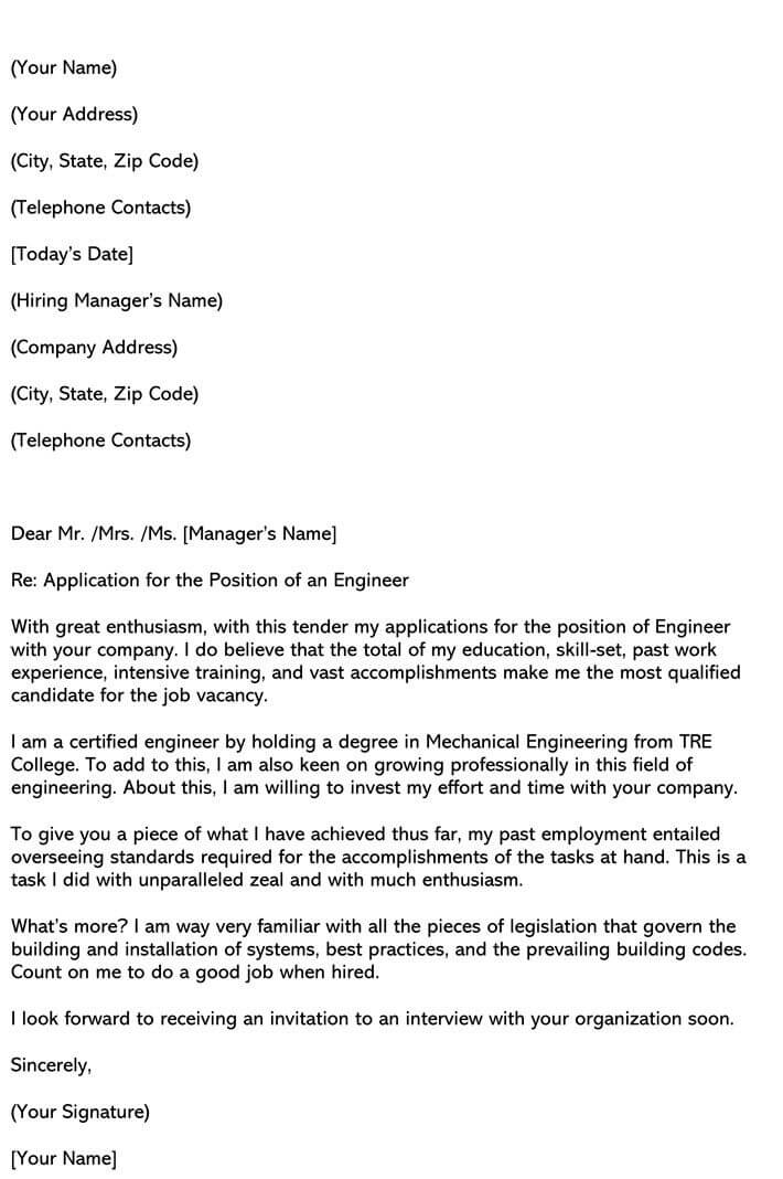 Best Engineering Cover Letter Samples Email Examples