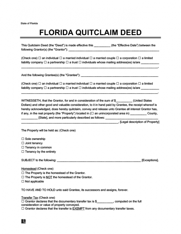 Quit Claim Deed Florida Free Download