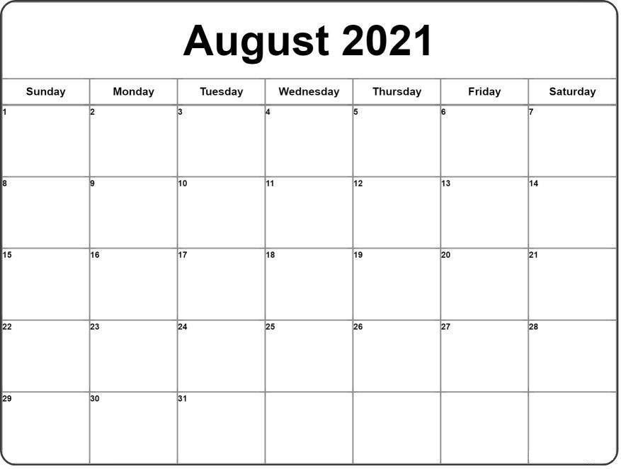 August 2021 Calendar 2021 Calendar Free Printable Calendar Templates Monthly Calendar Printable